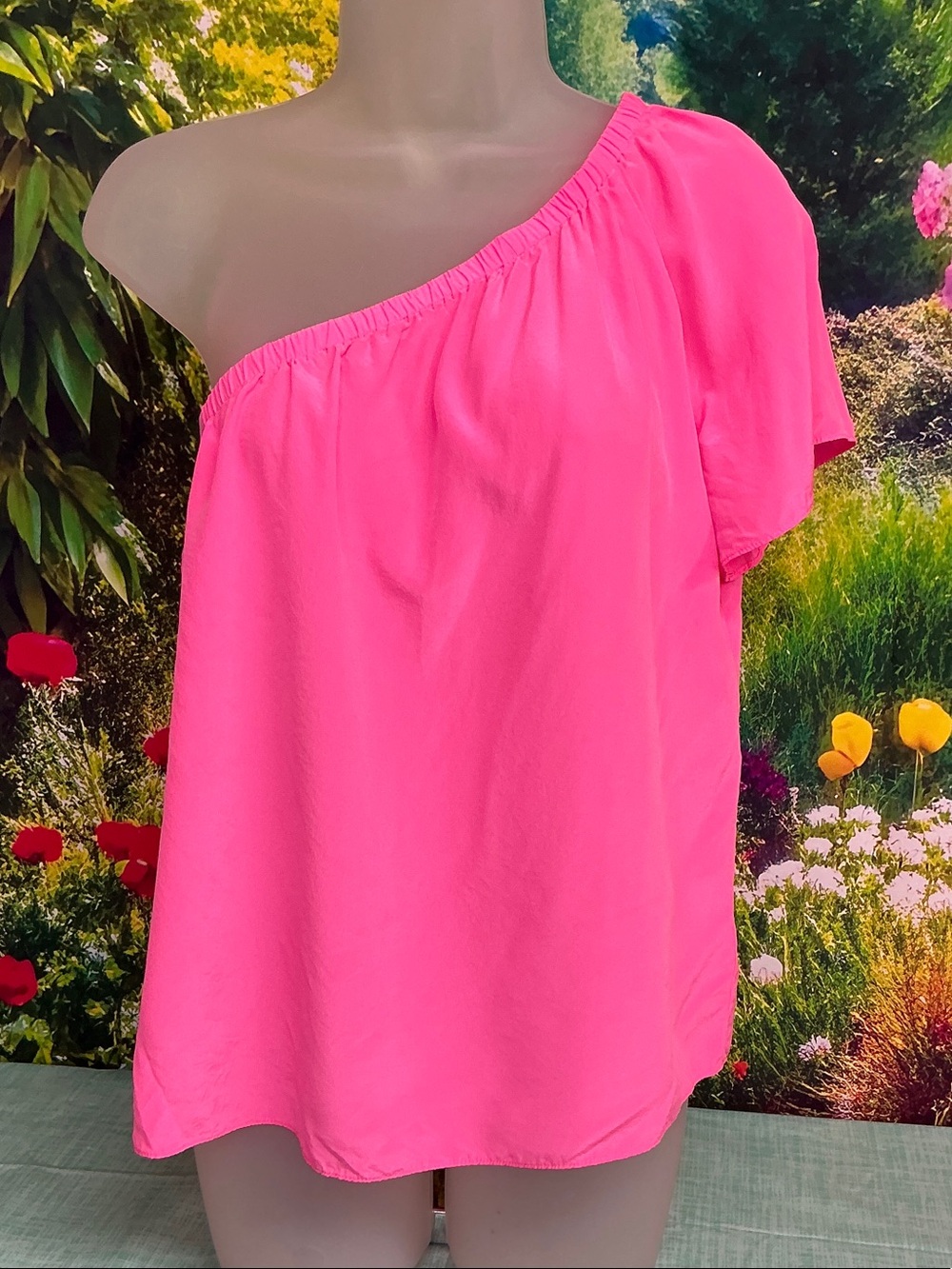Lilly Pulitzer Silk One-Shoulder Pink Women's Top. # 2227